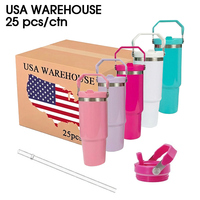 Lot de 25 gobelets de voyage isothermes en acier inoxydable de 30 oz avec poignée, couleurs assorties, sublimation, entrepôt USA
