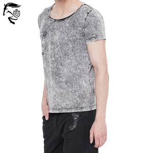 Producto en stock de alta demanda, camiseta de lavado ácido para hombre, ropa de calle teñida lisa, camiseta de lavado ácido para hombre en Color sólido - Product Image 6