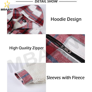 Chemise-veste en flanelle à coupe décontractée doublée de sherpa avec capuche pour homme - Product Image 5