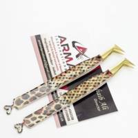 Extensions de cils professionnelles en acier inoxydable, revêtement papier, motif guépard, volume russe, type L, durables, de précision, pour une pose durable