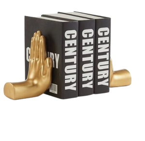 Gold Finished Handheld Books Aluminum Bookends Home & <b>Office</b> Metal <b>Bookshelf</b> Organizer for Living Room at Low Price - Product Image 1