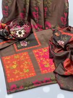 Robe Anarkali 3 pièces en soie Shamoze brodée avec imprimé numérique, chemise, pantalon et dupatta – Collection 2026 |   Collection Ssumaira