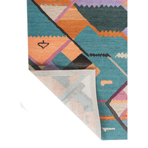 พรมทอมือลายเรขาคณิตสีน้ำเงิน Weaver Art Reserve ขนาด 9x12 ฟุต แบบทอเรียบ สำหรับห้องนั่งเล่นและทางเดินในบ้าน - Product Image 5