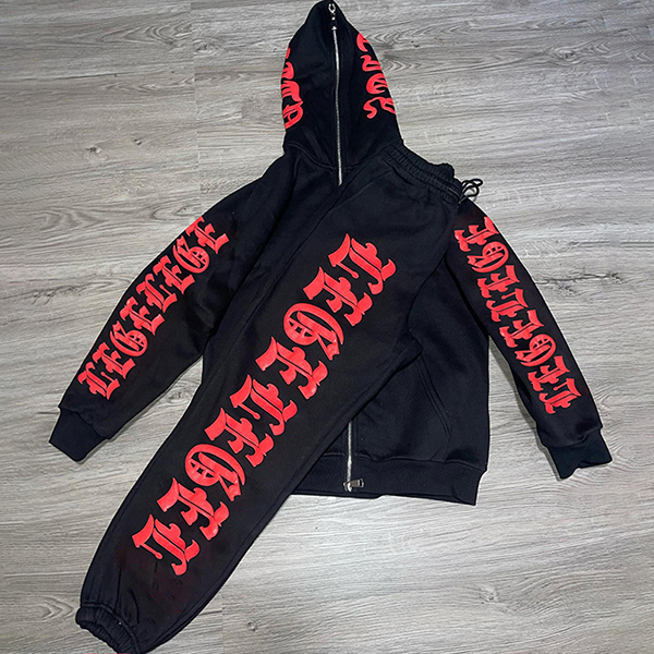 Women's Heavyweight Acid Washed Vintage Tracksuits Custom Streetwear Print Zip-up Hoodie Regular Sweatpants Plus Size 2-Piece