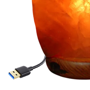 <b>USB</b> Refined Himalayan Salt <b>Lamp</b> Rock Crystal Night Light with Wooden Base Bulk Packaging for Relaxation and Air Purifying - Product Image 2