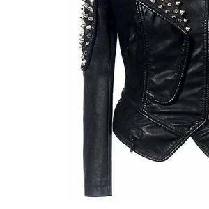 Chaqueta de béisbol con parche bordado de letras y mangas de cuero personalizada para mujer, chaqueta universitaria recortada con letras, ropa de calle - Product Image 5