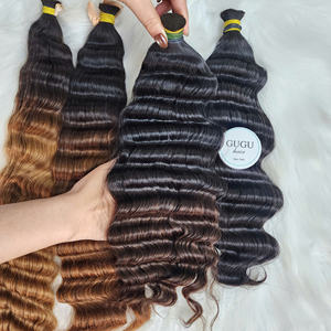 Cheveux en vrac noirs fabriqués à partir de cheveux humains vietnamiens à 100%, produit de haute qualité, nouveau produit du Vietnam, 100 grammes # Cheveux vierges bouclés 4 couleurs - Product Image 5