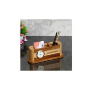 Portalápices de madera de alta calidad con reloj para hacer tiempo para accesorios de oficina a bajo precio