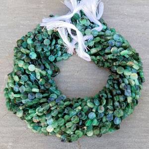 Lote de hebras de piedras preciosas con forma de moneda lisa de Esmeralda natural, 5mm-6mm, venta al por mayor, cuentas de Esmeralda sueltas para fabricación de joyas y collares - Product Image 1