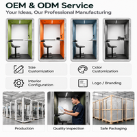 Cabine de bureau acoustique moderne pour une personne, insonorisée, avec bureau intégré, pour un espace de travail privé