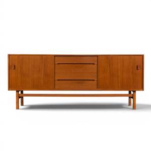 Solid Teak Wood Sideboard Mid Century Modern 3 Drawer 2 Door Credenza <b>Buffet</b> <b>Cabinet</b> - Product Image 1