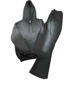 Nouveau survêtement pour homme, style streetwear, coupe oversize, effet délavé et vieilli, avec broderie de patch, couleur unie, taille XL, idéal pour l'hiver - Product Image 4