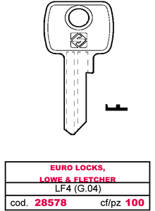 Chiave Asc Lf4 (g.Vae 0) Euro Locks, Lowe & Fletcher - Product Image 1