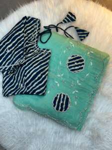 Bandhej Handwork Cutdana Butta avec Rich Pallu Flower Bandhej Style décontracté pour les fêtes Mariages Diwali Festivités - Product Image 5