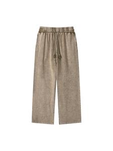 กางเกงจ็อกเกอร์ขายส่ง ผ้าฝ้าย 100% ซักน้ำแบบสโนว์วอช ทรงขาตรง สไตล์ลำลอง เอวกลาง น้ำหนักเบา ผ้าฟลีซด้านหน้า สีเข้ม - Product Image 6