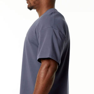 Camiseta Extra Grande para Hombre, Color Gris Oscuro, Algodón Grueso, Corte Holgado, Estilo Urbano, Básica, Manga Corta, Cuello Redondo, Impresión DTG, Camiseta Deportiva Lisa - Product Image 6