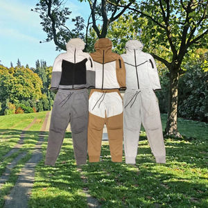 Survêtement en molleton 100% coton pour homme, uni, à capuche, jogging et vêtements décontractés, ensemble de survêtement écologique, grande taille pour l'hiver - Product Image 3