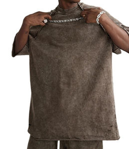 Fournisseur de gros T-shirt délavé à l'acide T-shirt oversize vintage à manches courtes pour hommes, décontracté, chemise délavée à l'acide 100% coton - Product Image 5