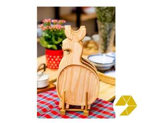 Plateau en bois élégant avec design écologique Plateau en bois durable Formes carrées ovales rondes pour un service alimentaire moderne et sophistiqué - Product Image 4