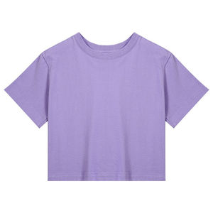 เสื้อยืดครอปสำหรับผู้หญิงเสื้อยืดเอวลอยทรงหลวมแขนสั้นสำหรับผู้หญิงเสื้อครอป100% จากโรงงานส่งตรงจากปากีสถาน - Product Image 1