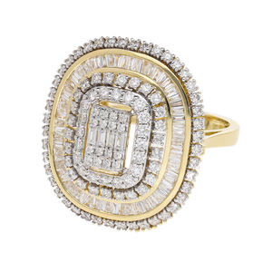Ultimate Elegance 14K Oro y diamante natural Anillo de declaración Baguette Diamante de corte redondo Racimo ovalado Lujoso Ultimate Elegance - Product Image 1