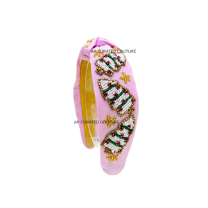 Diadema de pelo con cuentas de semillas de algodón hecha a mano para niñas, diseño anudado, accesorio de fiesta de Navidad, última Personalización de moda - Product Image 6