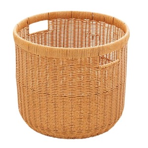 Natural Rattan Storage <b>Basket</b> Circle With Handles Nordic Style Clothing Storage <b>Basket</b> - Product Image 4