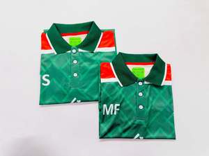 Maillot de sport géométrique vert et rouge en polyester pour homme – Haut de sport professionnel pour l'entraînement en salle de sport – Équipement uniforme OEM de précision avancée - Product Image 3