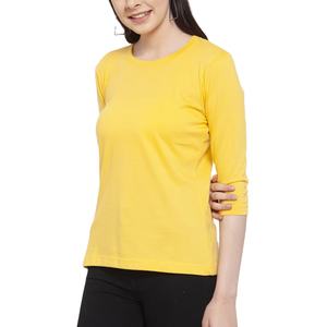 Venta al por mayor 100% algodón camisetas de las mujeres último diseño con color sólido casual y Camisas manga larga de las mujeres en blanco - Product Image 3