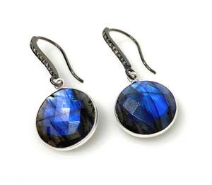 925 argent Sterling naturel Labradorite boucles d'oreilles bijoux victoriens avec diamant usine en gros cadeau parfait pour elle - Product Image 6