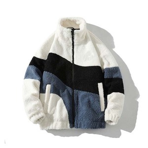 Couleur contrastée OEM Vêtements pour hommes de qualité supérieure sur mesure Vestes Sherpa Fleece Winter Breathable Stand Collar Vestes pour hommes - Product Image 2