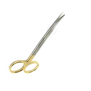 Ciseaux dentaires manuels personnalisables 115 mm, lames courbées semi-plaquées or, acier inoxydable, outil chirurgical certifié CE - Product Image 6