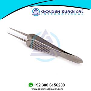 Fórceps de sutura Sauer quirúrgico 1x2 dientes en ángulo, fórceps de fijación oftálmica, fórceps de microcirugía - Product Image 3