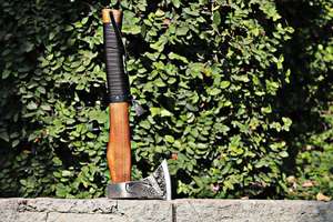 Handmade Industrial Grade High Carbon Steel <b>Viking</b> <b>Axe</b> Natural Wood Handle Leather Sheath. Multi-Purpose Hatchet Camping Outdoor - Product Image 2