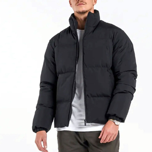 Veste matelassée sur pied pour hommes de haute qualité OEM Veste bombardier épaisse et chaude de couleur unie à la mode de style High Street-Vente en gros - Product Image 3