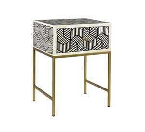 Incrustation d'os de luxe artisanat Tradition Table de chevet personnalisée et florale armoire incrustation d'os Table noire meubles de salon - Product Image 3