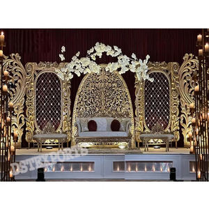 เวทีงานแต่งงานสีทองสุดหรูพร้อมกรอบด้านหลังเวทีงานแต่งงานใหม่ล่าสุดพร้อมแผง Paisley - Product Image 1