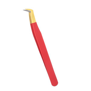 Pince à cils à pointe de fibre d'or pince à épiler à test manuel de nouvelle conception en gros pince à épiler à faux cils de précision en acier inoxydable - Product Image 1