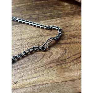 Collier à maillons en argent sterling fait main Navajo avec pendentif animal serti de perles et de diamants - Product Image 5