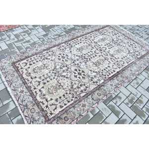 Turkish <b>Rug</b>, 4.4x8 ft Area <b>Vintage</b> <b>Rug</b>, Brown Gray Striped <b>Rug</b> - Product Image 2