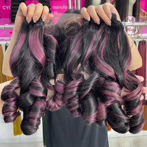 Top qualité Super Double dessiné vietnamien Remy cheveux rebondissants bouclés faisceaux de cheveux humains avec fermeture 2X4 pour les femmes noires - Product Image 5