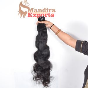 100% non traité naturel noir brut non transformé vendeur indien vierge vague profonde Bodywave Bundle Temple Extensions de cheveux humains - Product Image 5