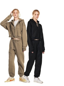 Custom High Quality 100% Cotton Fleece <b>Running</b> Sportswear Zipper <b>Hoodies</b> Jacket Sweatpants 2 Piece Set Men's Tracksuits - Product Image 2