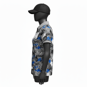 Camiseta Polo para Mujer, Poliéster Piqué Premium GSM, Absorbe la Humedad, Gris Azul, Sublimación, Logotipo Personalizado, Camisetas Polo de Algodón para Mujer - Product Image 3