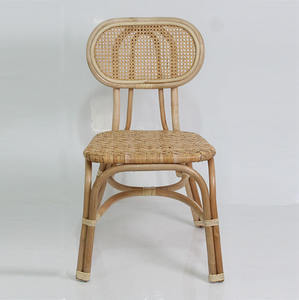 Chaise de jardin en teck massif poli naturel, écologique, durable, design minimaliste, siège tissé à la main, patio extérieur, parc, cuisine - Product Image 2