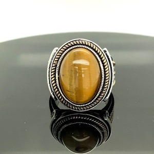 Handmade Silver Men's <b>Ring</b> with Natural <b>Tiger</b> <b>Eye</b> Gemstone Vintage Ottoman Style Oval <b>Ring</b> Fine Jewellery Wholesaler - Product Image 4