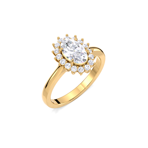 Bague de fiançailles de luxe avec double halo de diamants de 1,50 ct en or jaune, blanc et rose 18 carats |   Bague de mariage ronde brillante effet soleil - Product Image 2