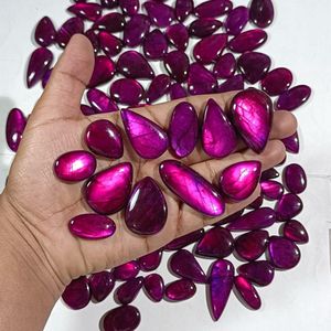 Pierre précieuse en labradorite teinte en violet, qualité supérieure, lot de cabochons en labradorite teinte en violet, guérison pour la fabrication de bijoux - Product Image 3