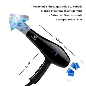 Secador de Pelo Eléctrico Portátil de 1000W, Secador de Viaje Compacto con Motor AC, Logotipo Personalizado, Material Plástico, Alimentación por Batería - Product Image 2