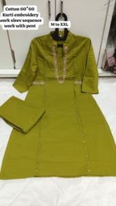 Conjunto de Kurti de Algodón con Pantalón para Mujer, Estilo Indio, para Verano, Elegante, Casual, para Oficina, Vacaciones, Venta al por Mayor, Estilo Étnico Indio - Product Image 5